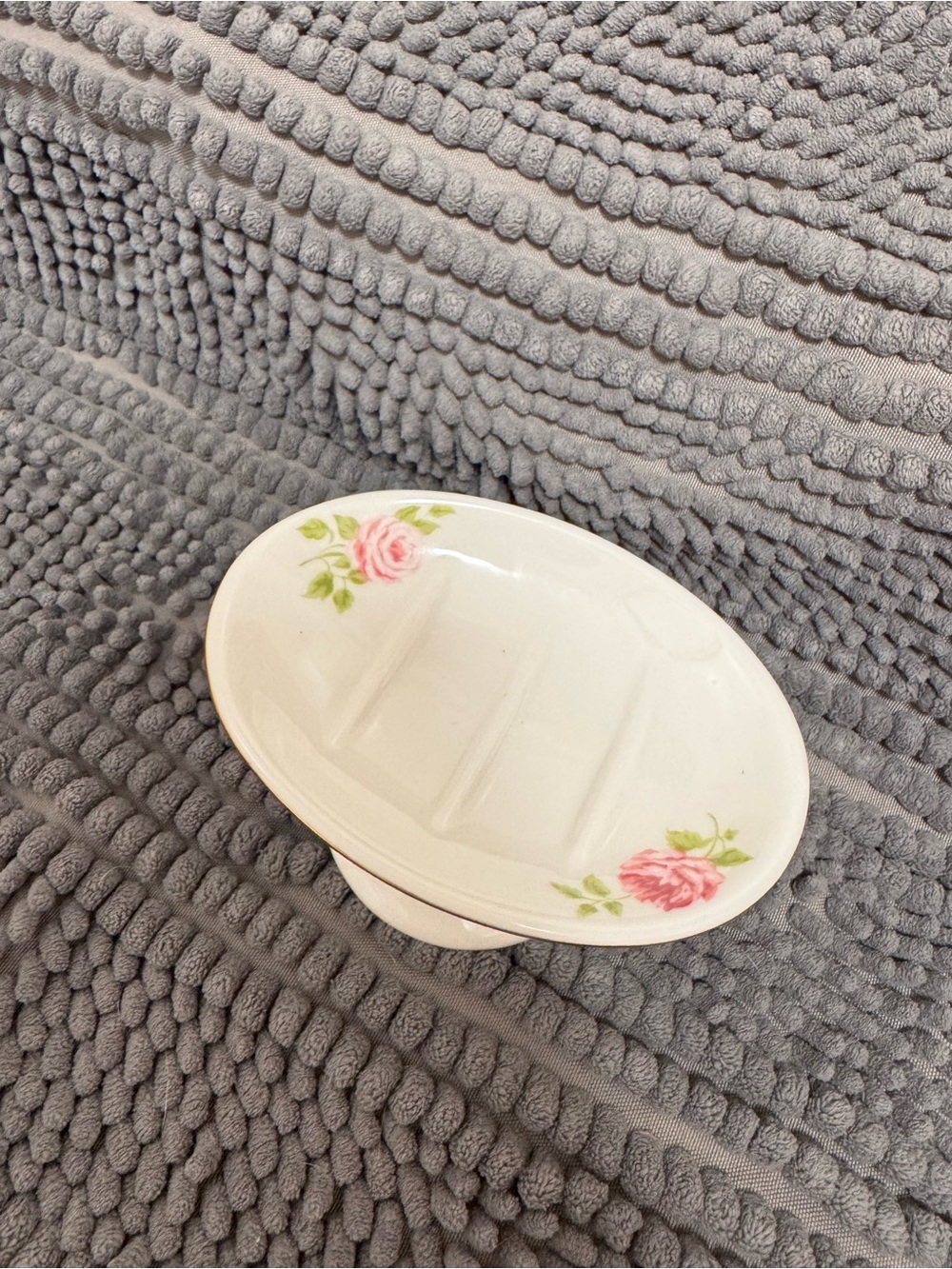 Martha Stewart Everyday Ceramic Soap Dish Pink Rose Cottagecore Bathroom Decor